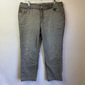 Chico's‎ jeans womens 2.5 (14) Platinum Gray Midrise Crop Capri rhinestone bling